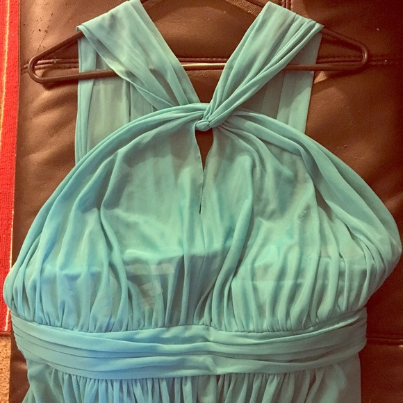 Turquoise custom-made gown - Picture 1 of 5